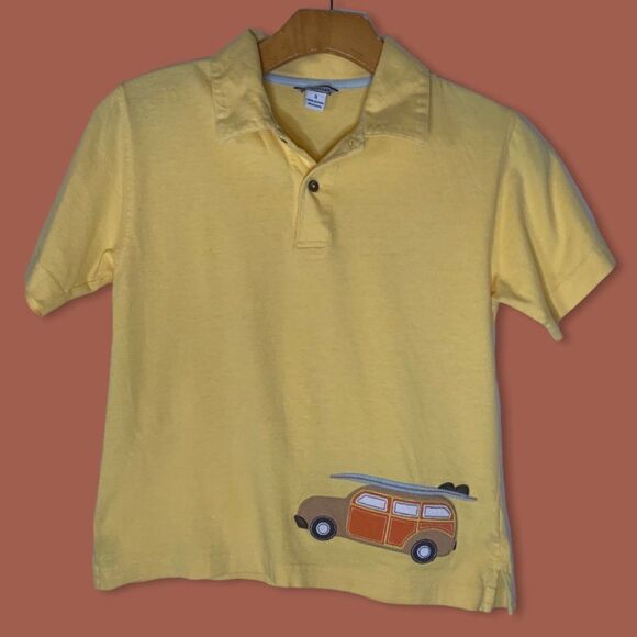 Hartstrings Boy's size 8 Panel wagon surfing yellow Cotton Polo Shirt top - Picture 9 of 11